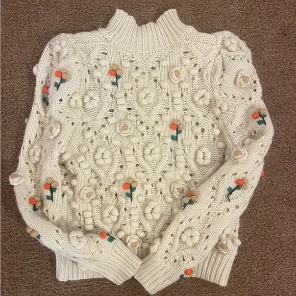 Zara Crochet Knit with Floral Appliqués Sweater - Picture 7 of 8
